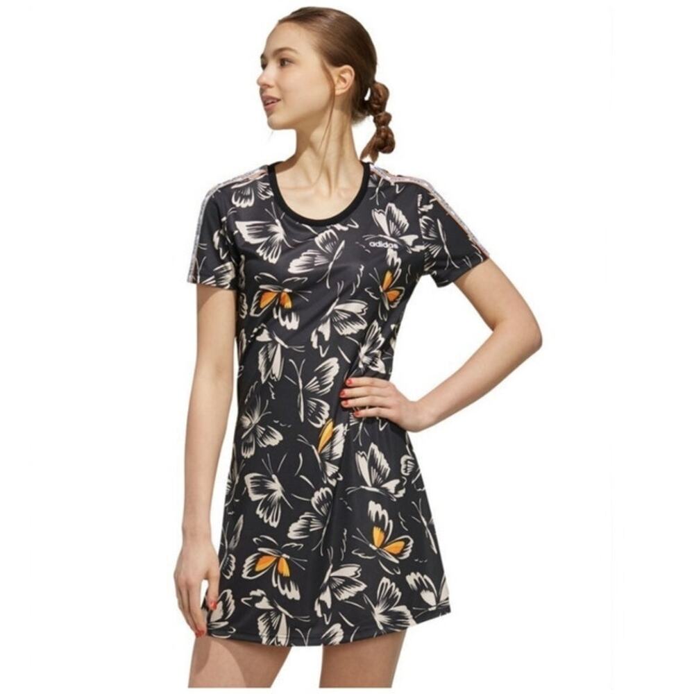 FARM Rio Black Floral Mini Dress with Orange Accents